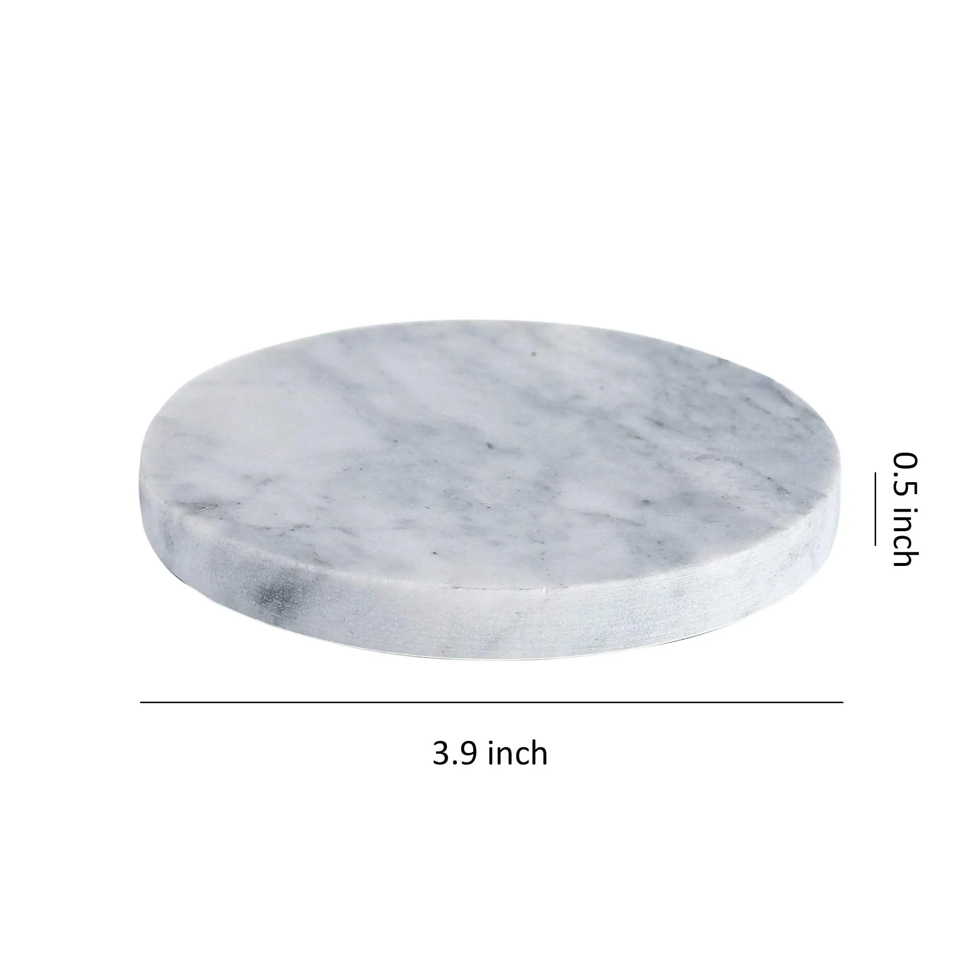 Marble Coaster Set with Cork Back Dia 3.9 Inch Natural Stoneware Pack of 4 (Gray