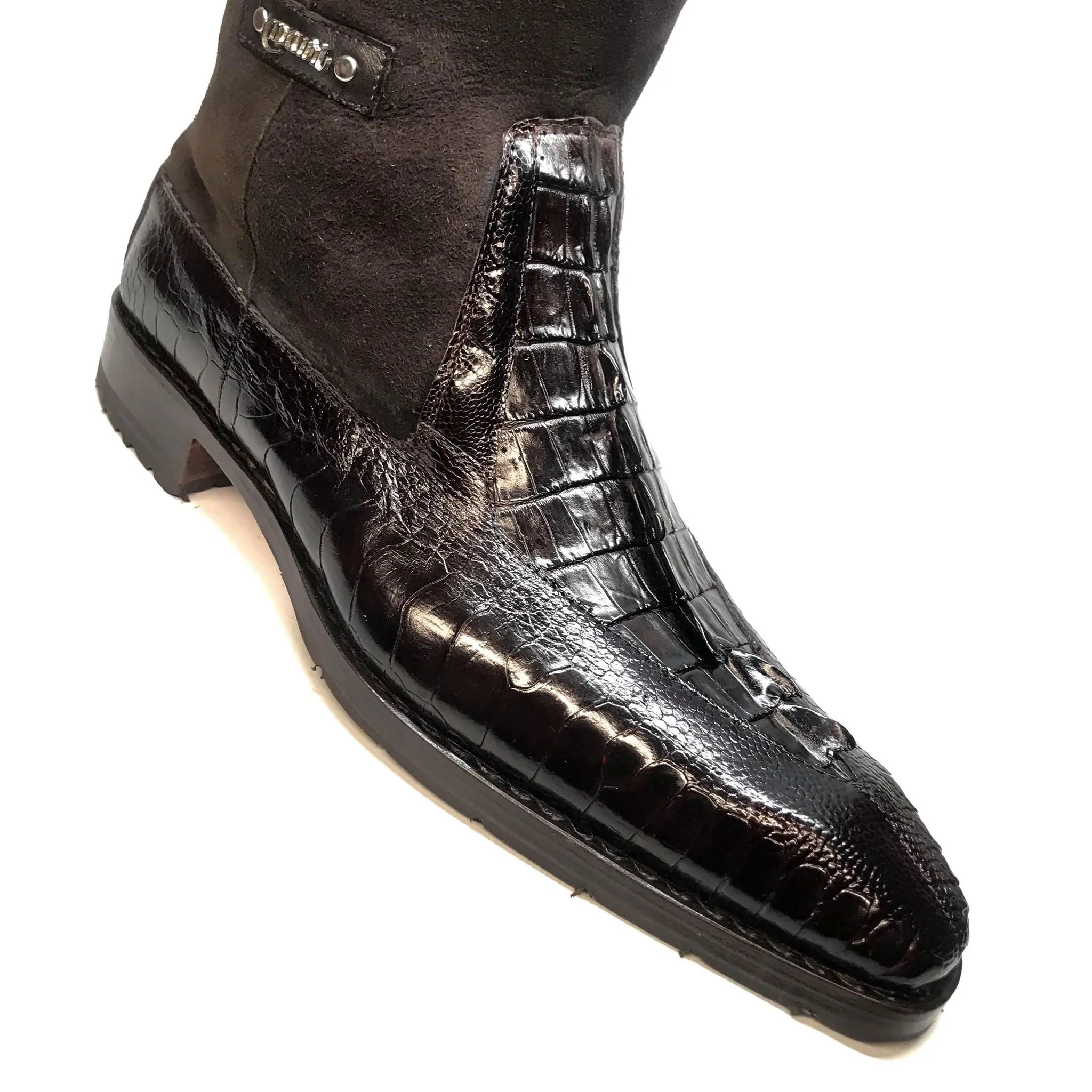 Mauri "Masculine" 2842 Brown Alligator/Ostrich Leg Dress Boots