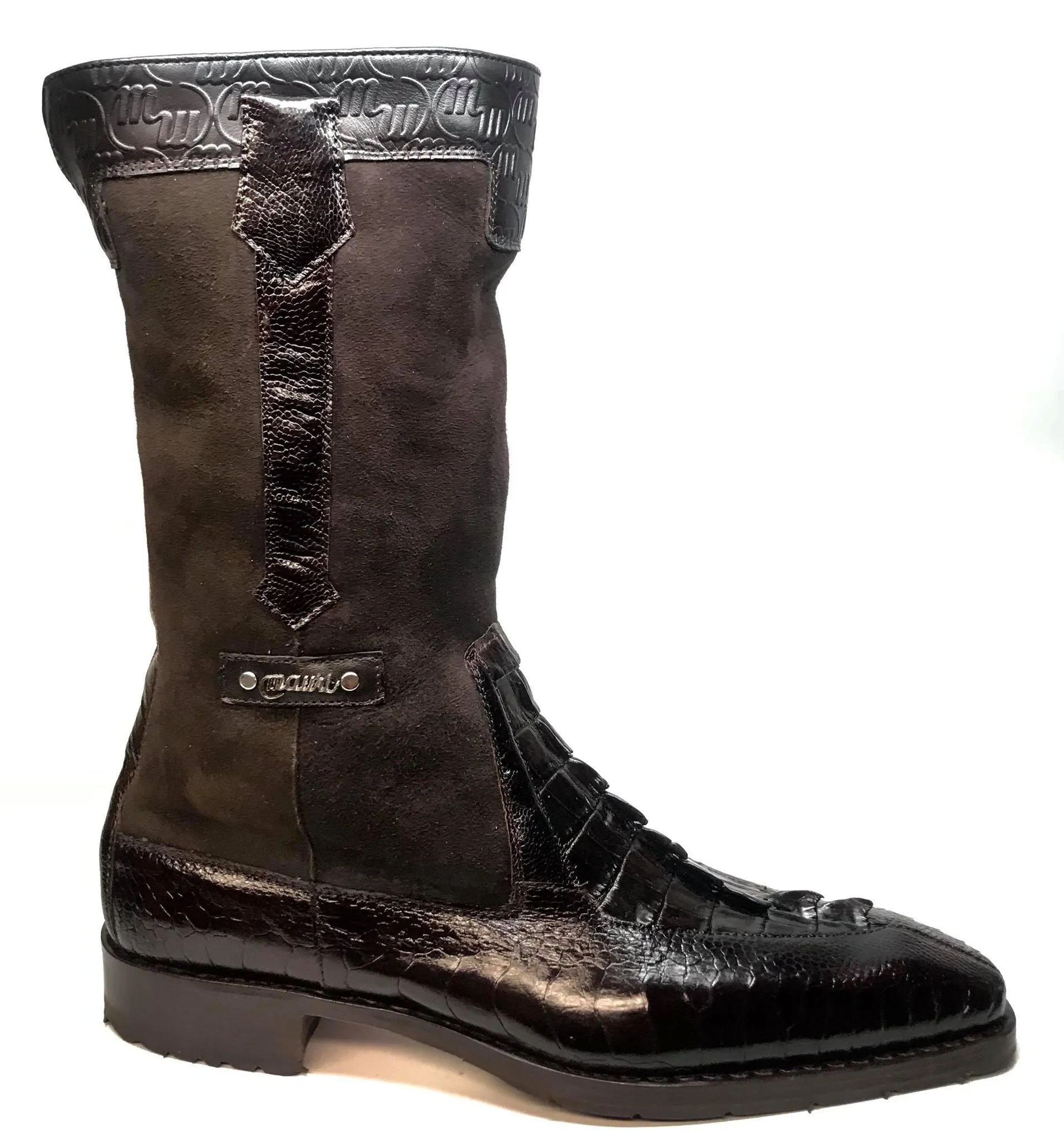 Mauri "Masculine" 2842 Brown Alligator/Ostrich Leg Dress Boots