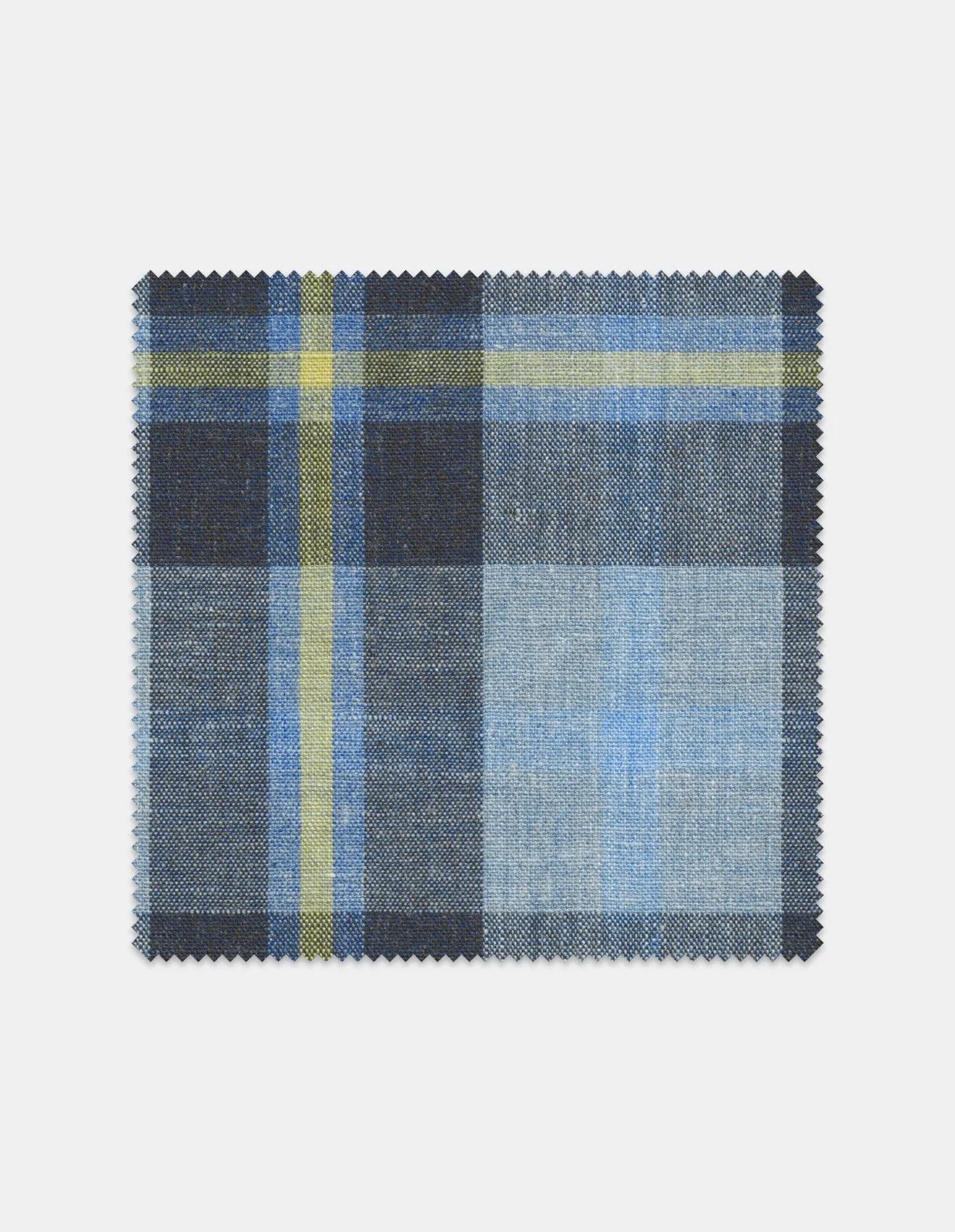Navy and Blue Cotton Linen Plaid