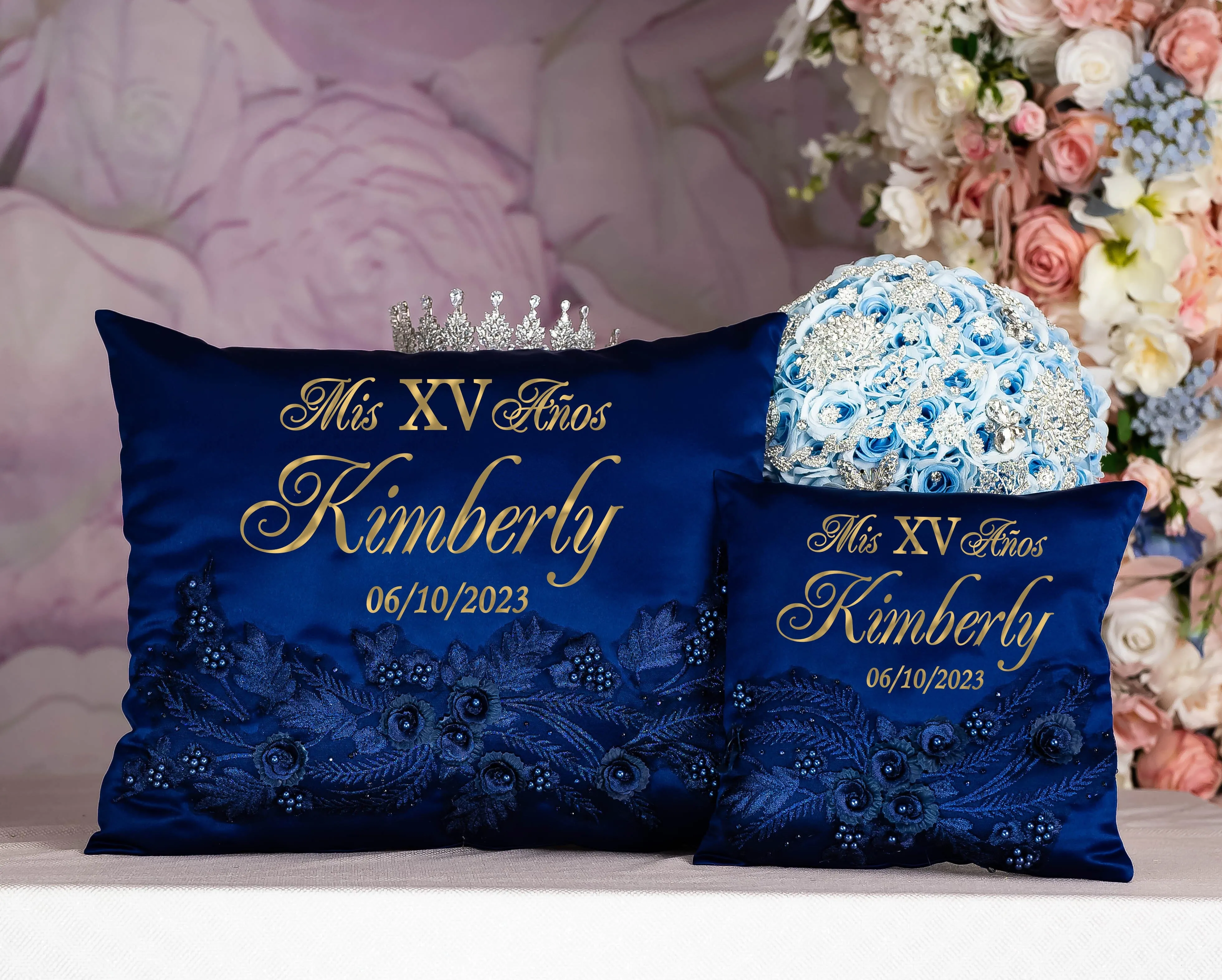 Navy blue with gold quinceanera guest book