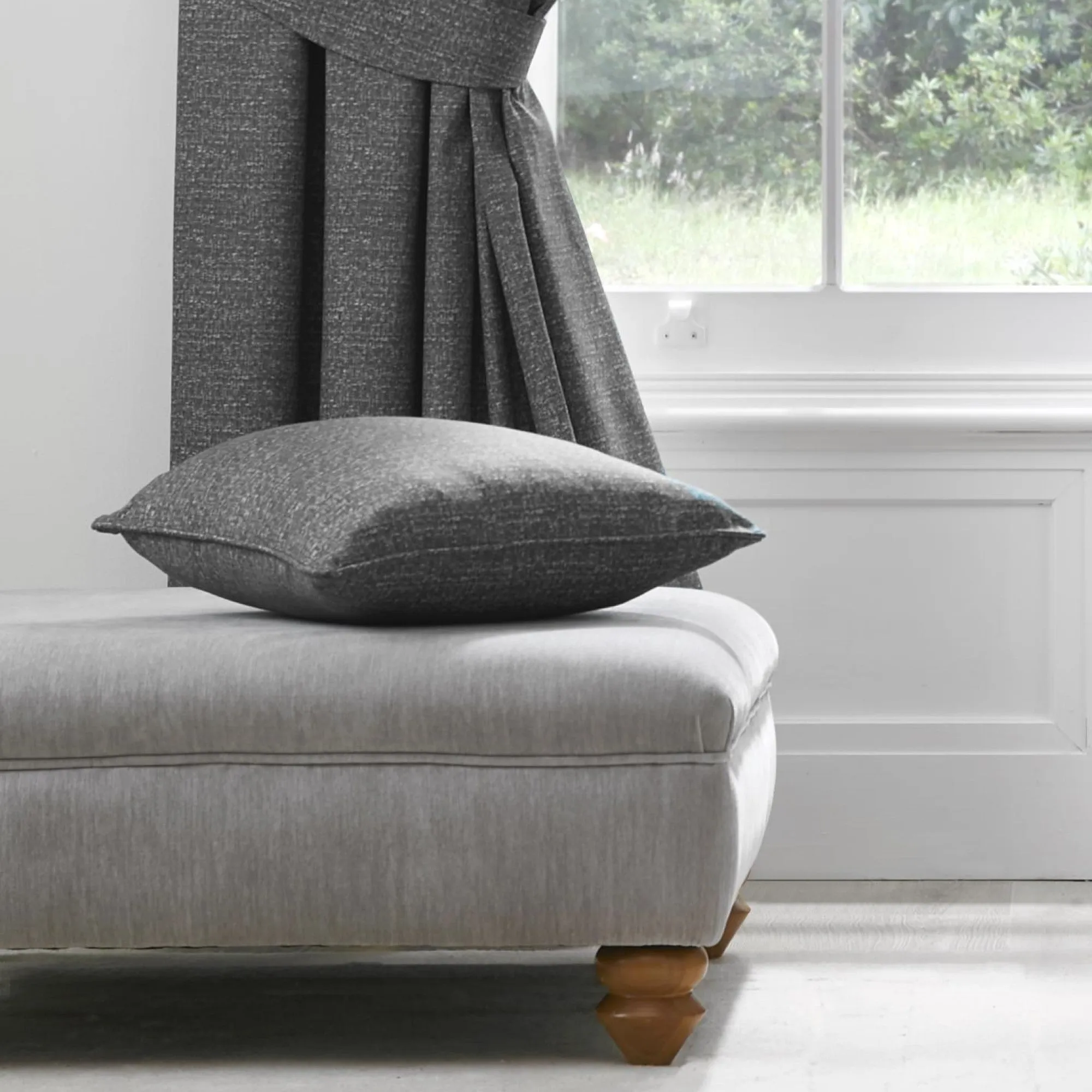Pembrey Cushion by Dreams & Drapes in Charcoal 43 x 43cm