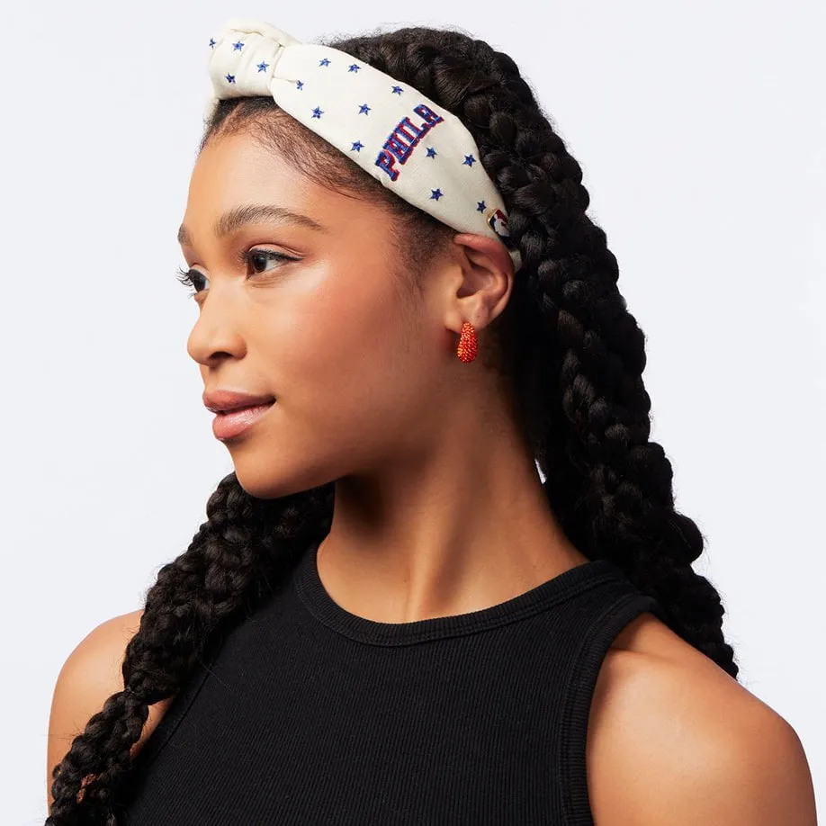 PHILADELPHIA 76ERS LELE SADOUGHI / NBA IVORY EMBROIDERED KNOTTED HEADBAND