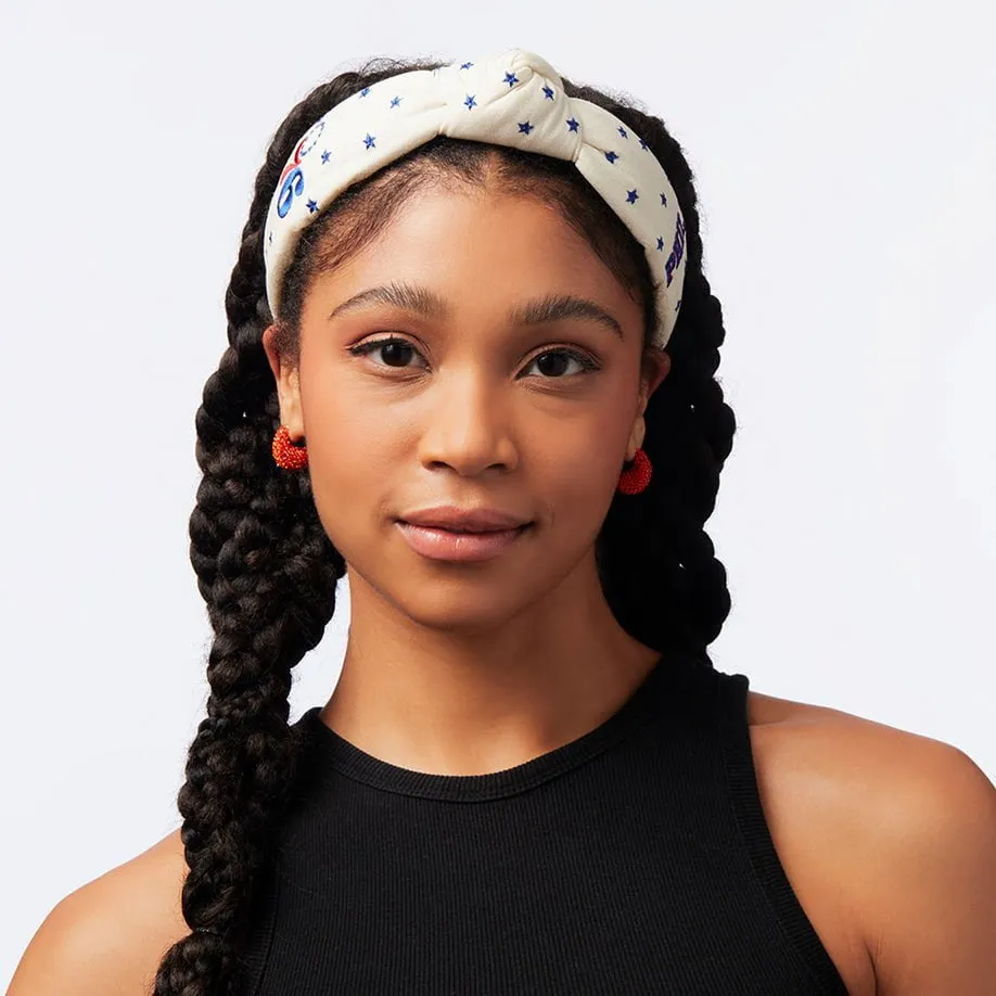 PHILADELPHIA 76ERS LELE SADOUGHI / NBA IVORY EMBROIDERED KNOTTED HEADBAND