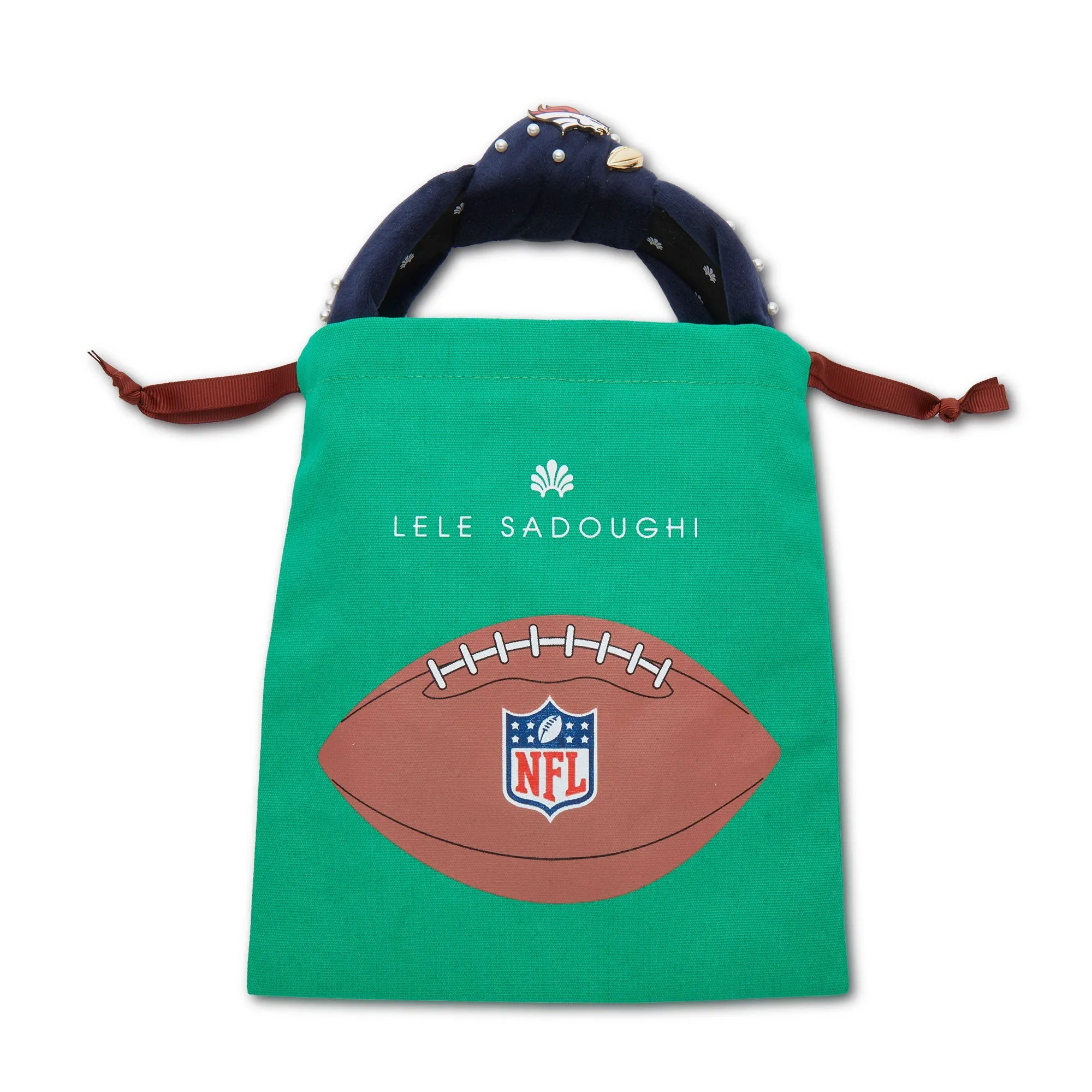 PHILADELPHIA EAGLES LELE SADOUGHI X NFL IVORY EMBROIDERED KNOTTED HEADBAND