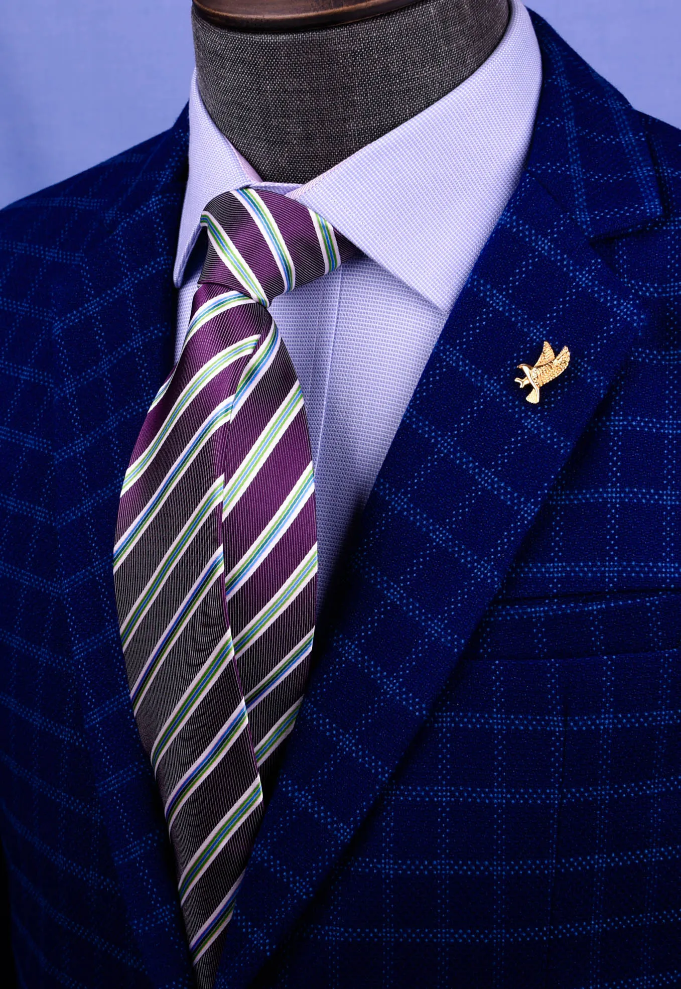 Sexy Purple & Green Formal Business Striped 3 Inch Tie Mens Professional Fashion