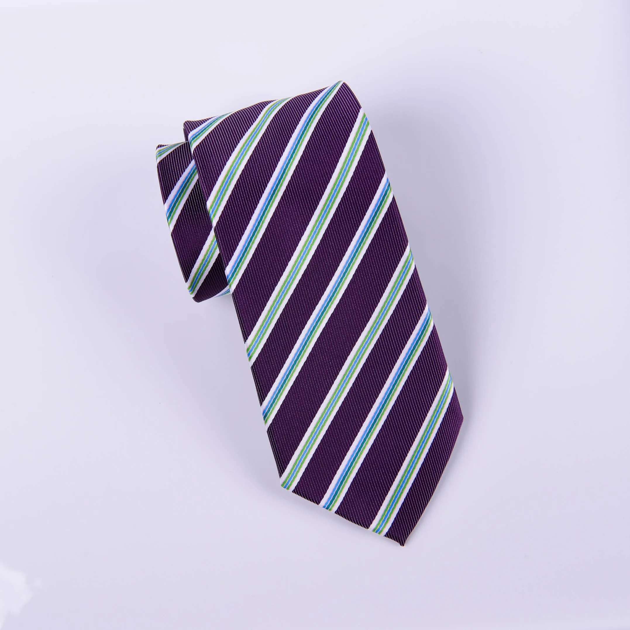 Sexy Purple & Green Formal Business Striped 3 Inch Tie Mens Professional Fashion