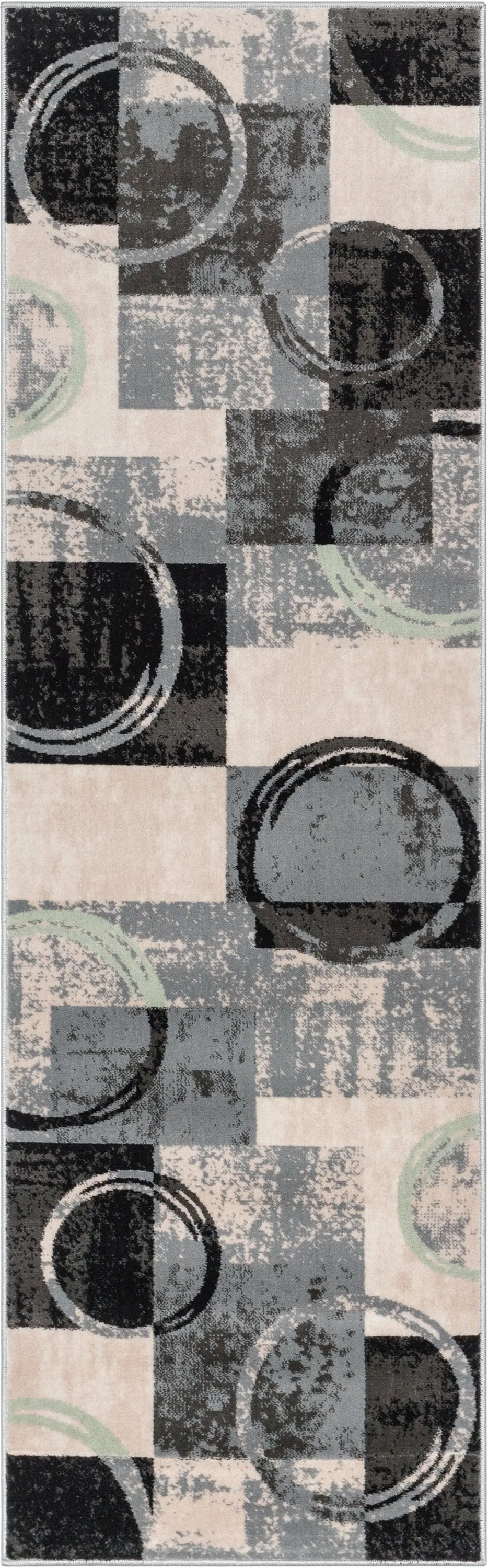 Shai Modern Geometric Grey Green Rug