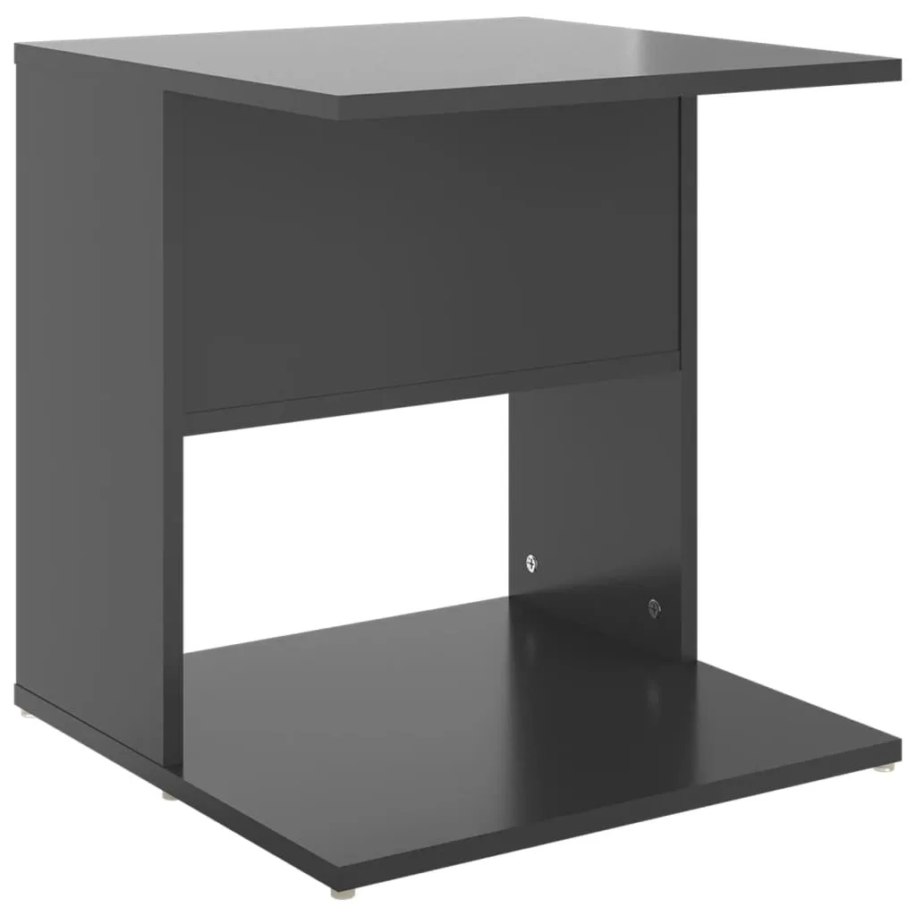 Side Table High Gloss Grey 45x45x48 cm Chipboard