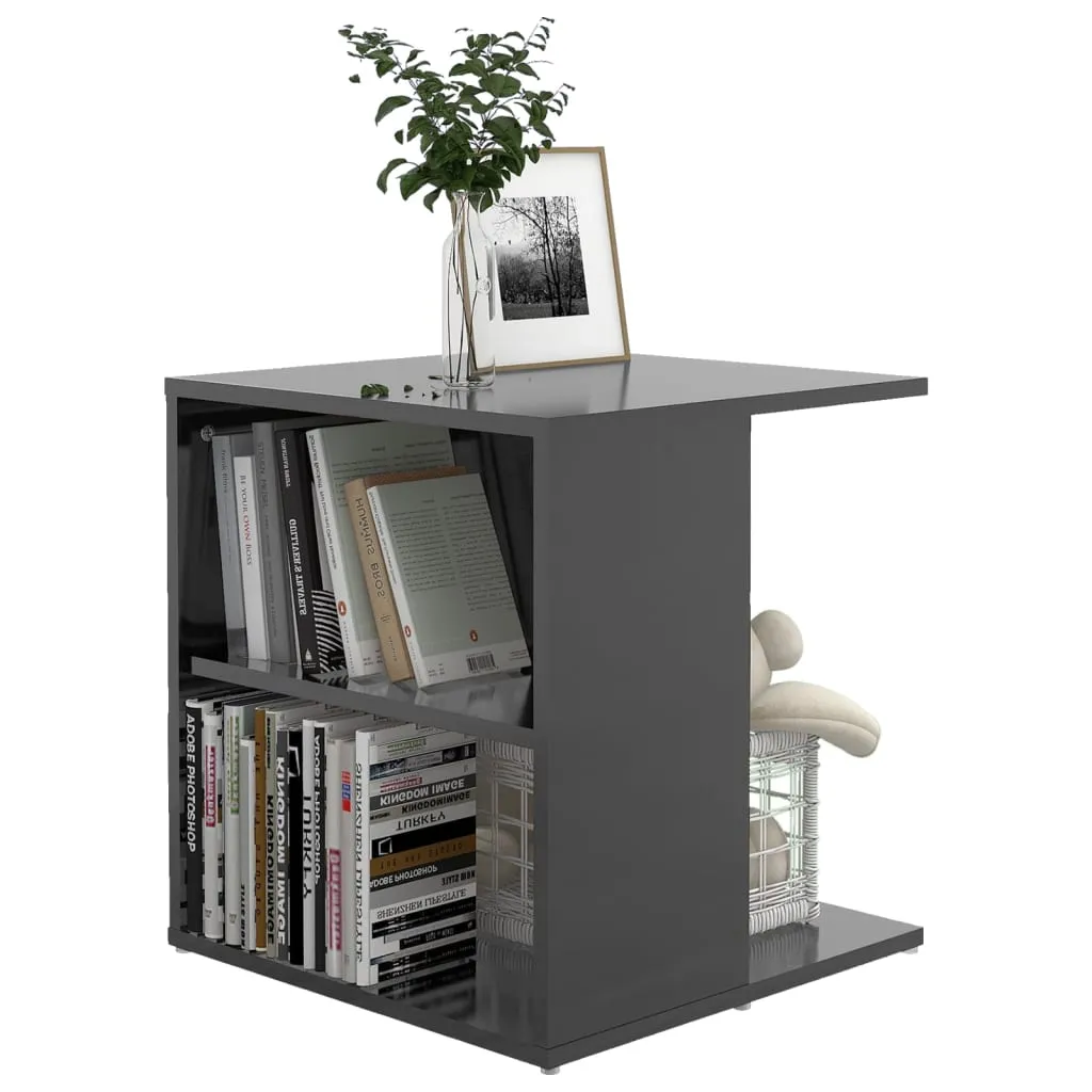 Side Table High Gloss Grey 45x45x48 cm Chipboard