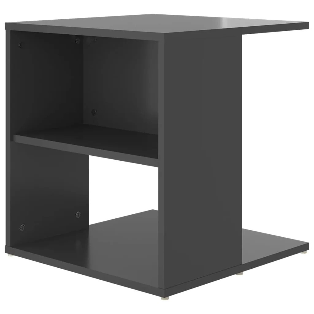 Side Table High Gloss Grey 45x45x48 cm Chipboard