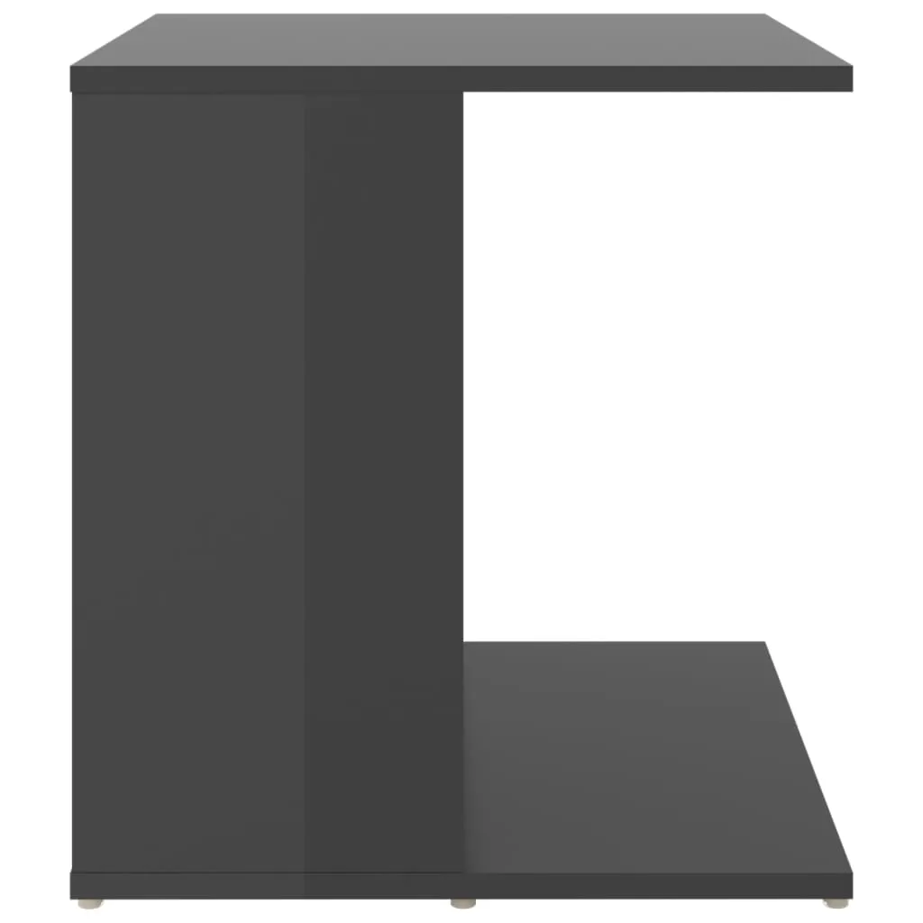 Side Table High Gloss Grey 45x45x48 cm Chipboard