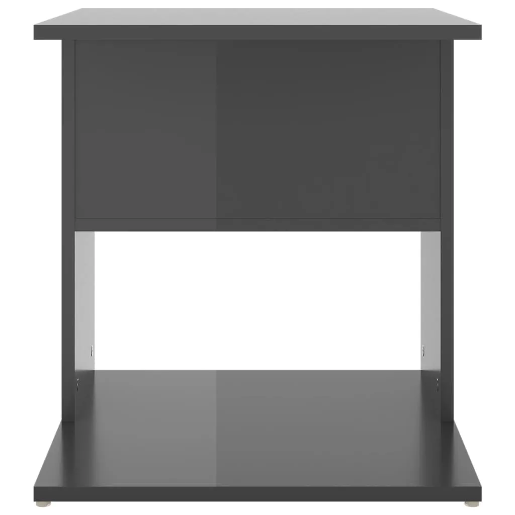 Side Table High Gloss Grey 45x45x48 cm Chipboard
