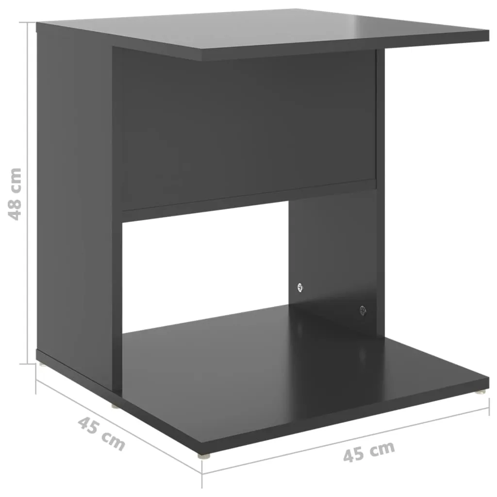 Side Table High Gloss Grey 45x45x48 cm Chipboard