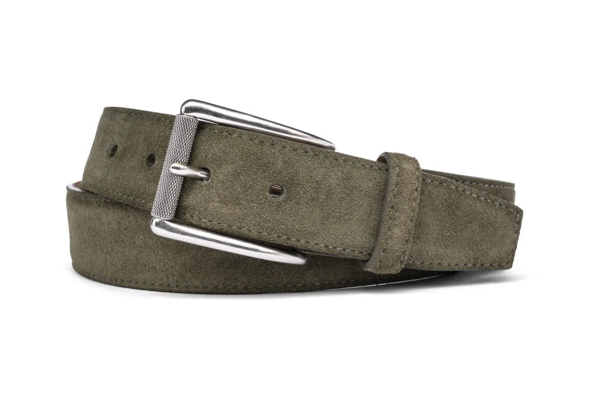 Suede Belt with Nickel Roller Buckle