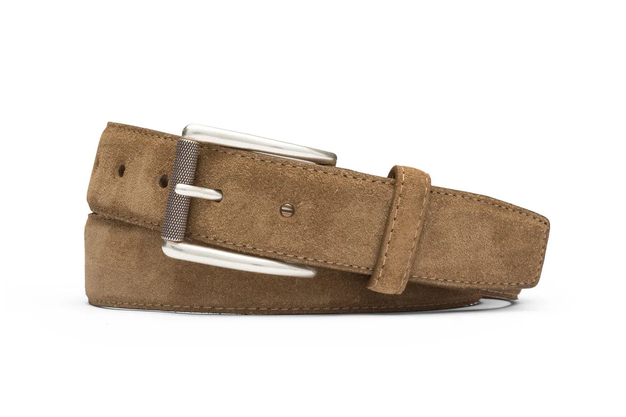 Suede Belt with Nickel Roller Buckle