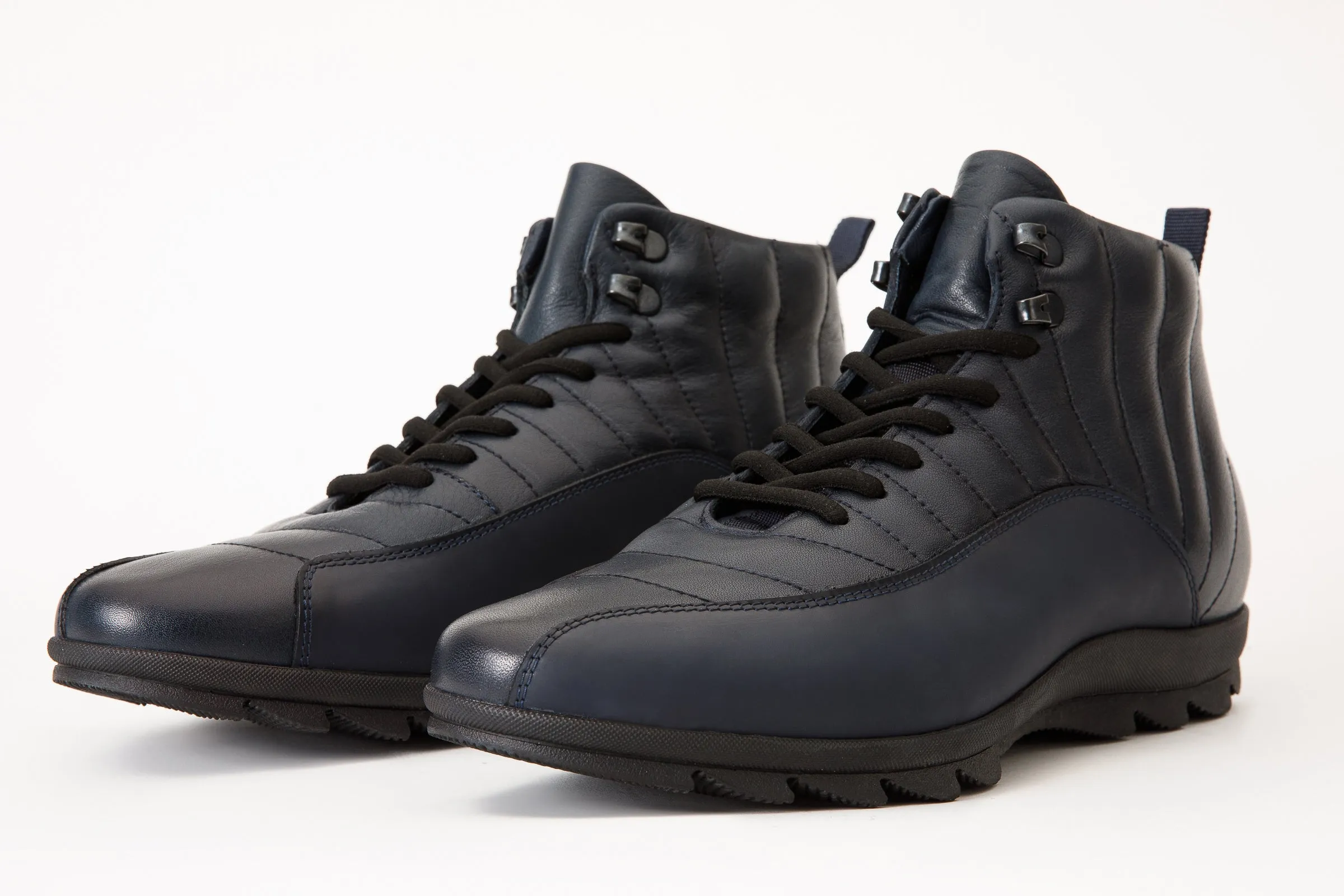 The Merter Navy Blue Leather Casual Lace-Up Men Boot