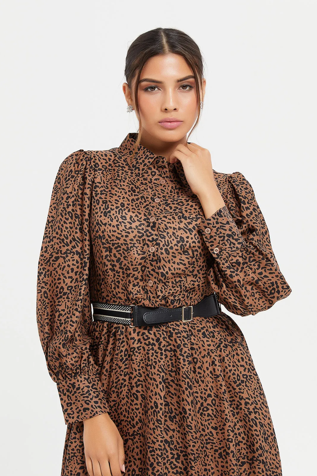 Women Brown Printed Dress