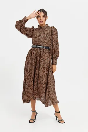 Women Brown Printed Dress