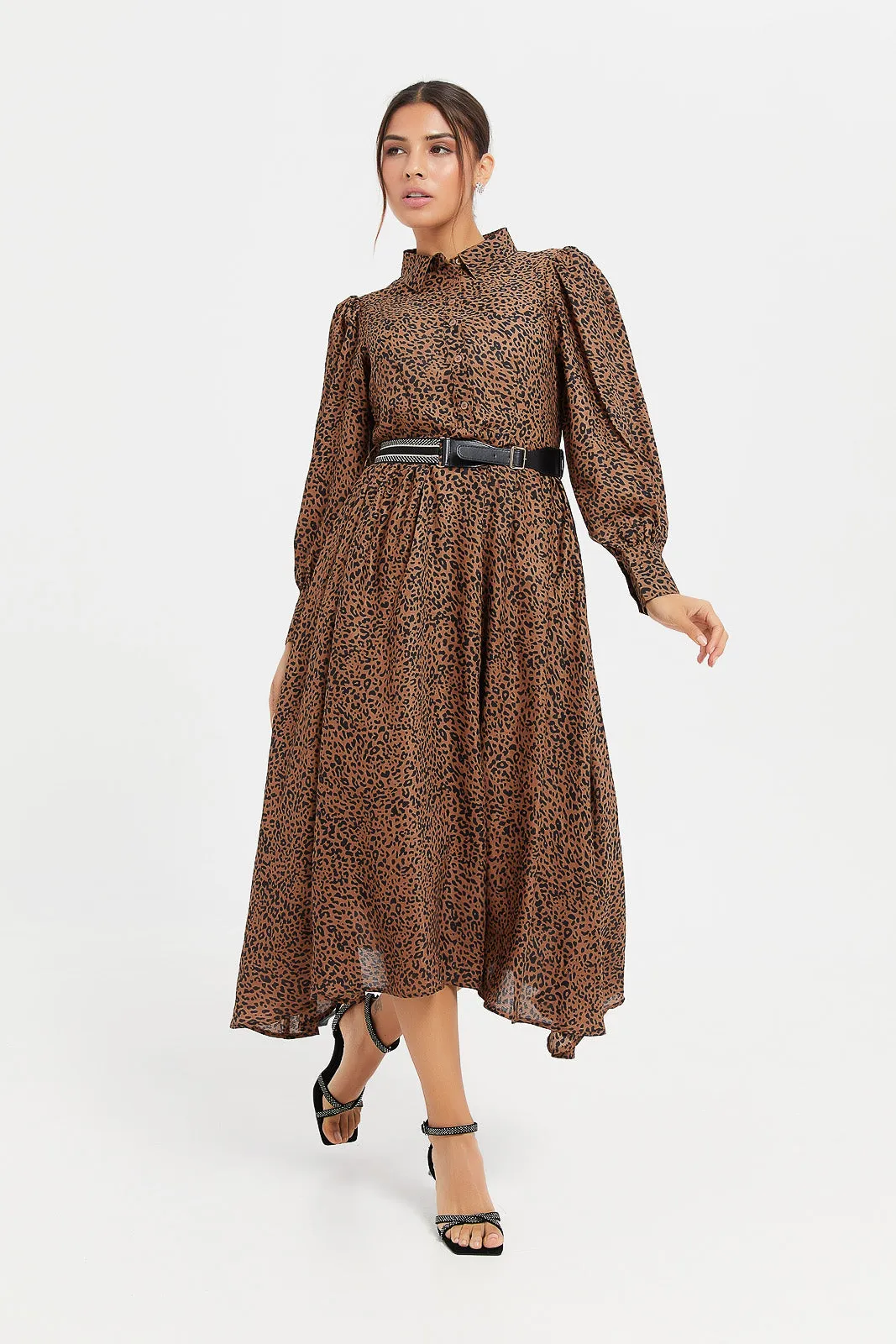 Women Brown Printed Dress