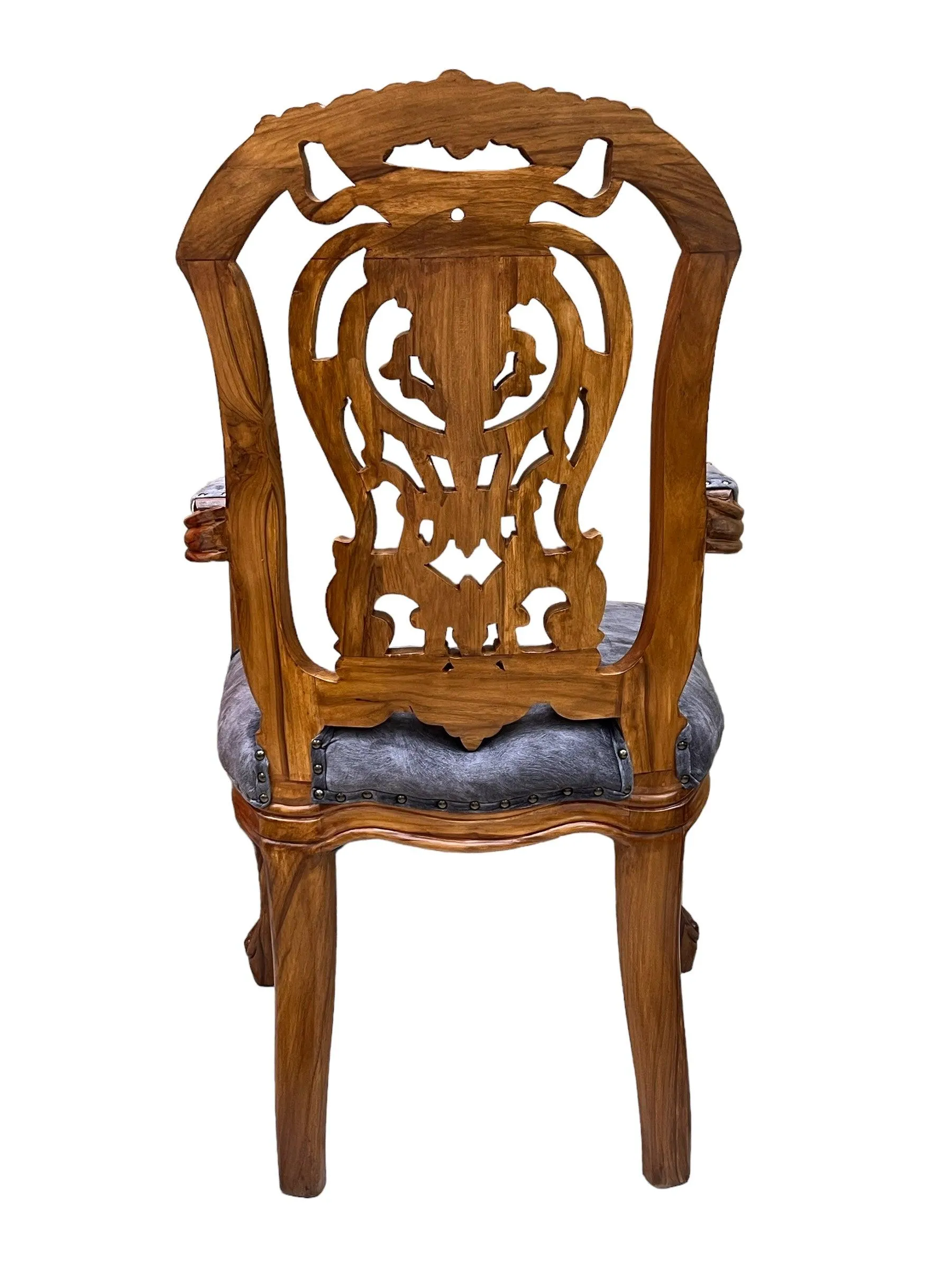 Wooden Twist Bartelso Designer Back Hand Carved Teak Wood Armchair